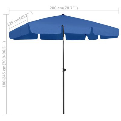 vidaXL Beach Parasol Azure Blue 200x125 cm