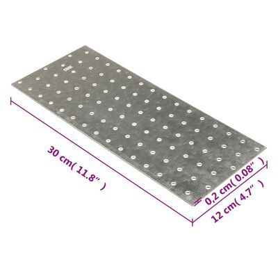 vidaXL Perforated Plates 20 pcs 2 mm 300x120 mm Galvanised Steel