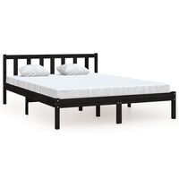 vidaXL Bed Frame without Mattress Black Solid Wood 140x200 cm