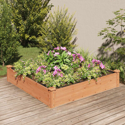 vidaXL Garden Raised Bed with Liner Brown 120x120x25 cm Solid Wood Fir