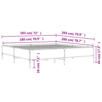 vidaXL Bed Frame without Mattress Smoked Oak 180x200 cm Super King