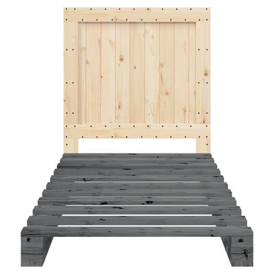 vidaXL Bed Frame with Headboard Grey 90x200 cm Solid Wood Pine