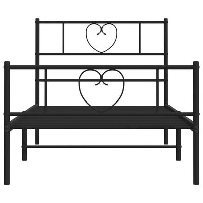 vidaXL Metal Bed Frame without Mattress with Footboard Black 100x190 cm