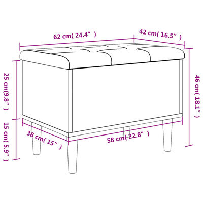 vidaXL Storage Bench Grey Sonoma 62x42x46 cm Engineered Wood