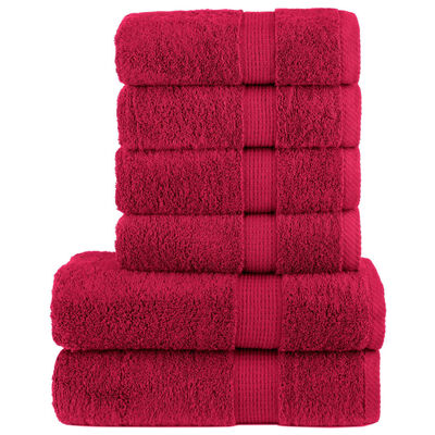 vidaXL 6 Piece Premium Towel Set SOLUND Red 600 gsm