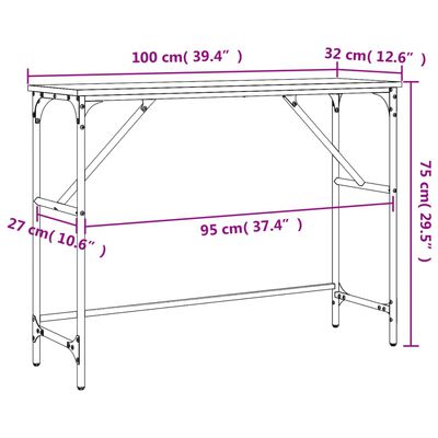 vidaXL Console Table Black 100x32x75 cm Engineered Wood