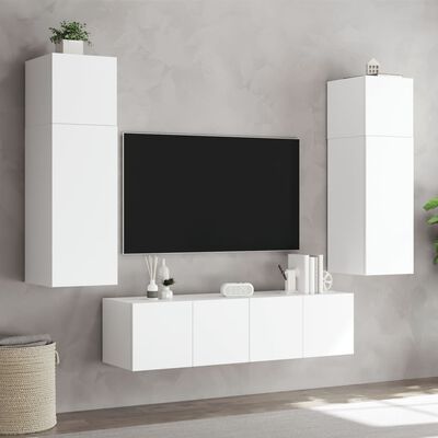 vidaXL TV Wall Cabinets with LED Lights 2 pcs White 60x35x31 cm