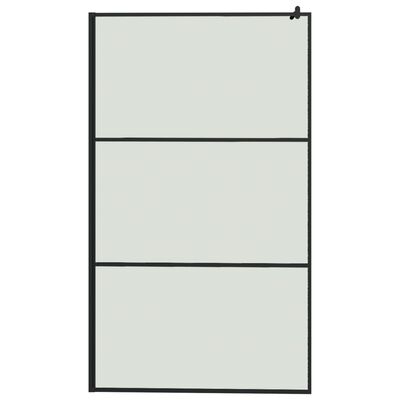 vidaXL Walk-in Shower Wall with Shelf Black 115x195 cm ESG Glass&Aluminium