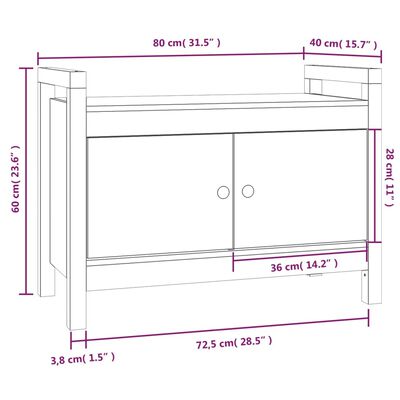 vidaXL Hall Bench White 80x40x60 cm Solid Wood Pine