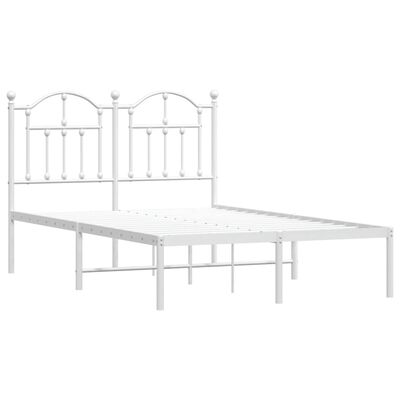 vidaXL Metal Bed Frame without Mattress with Headboard White 120x190 cm Small Double