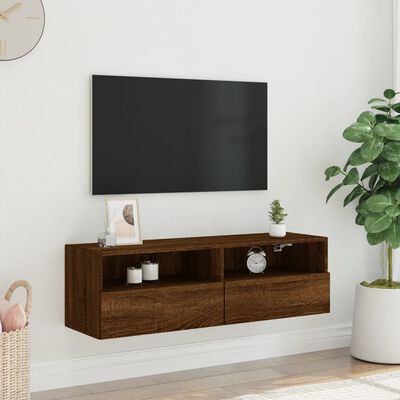 vidaXL TV Wall Cabinet Brown Oak 100x30x30 cm Engineered Wood