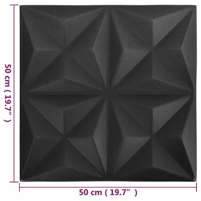 vidaXL 3D Wall Panels 48 pcs 50x50 cm Origami Black 12 m²