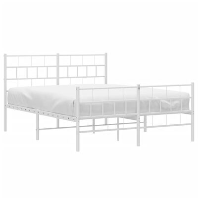 vidaXL Metal Bed Frame without Mattress with Footboard White 140x190 cm