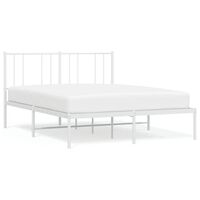 vidaXL Metal Bed Frame without Mattress with Headboard White 120x190 cm Small Double