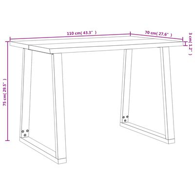 vidaXL Dining Table with Live Edge 110x70x75 cm Solid Wood Acacia