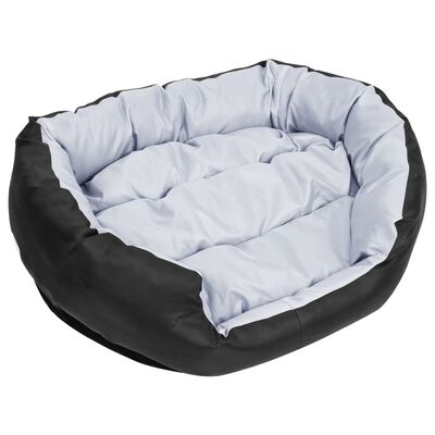 vidaXL Reversible & Washable Dog Cushion Grey and Black 85x70x20 cm