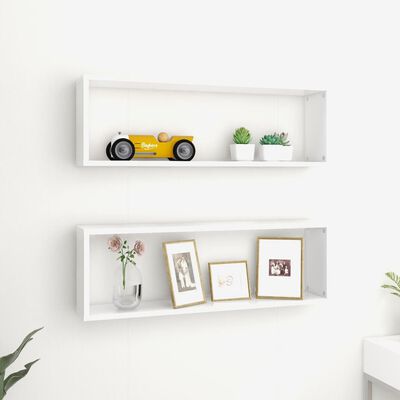 vidaXL Wall Cube Shelf 2 pcs White 80x15x26.5 cm Engineered Wood