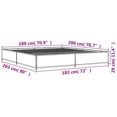 vidaXL Bed Frame without Mattress Smoked Oak 180x200 cm Super King