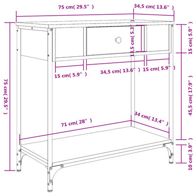 vidaXL Console Table Grey Sonoma 75x34.5x75 cm Engineered Wood