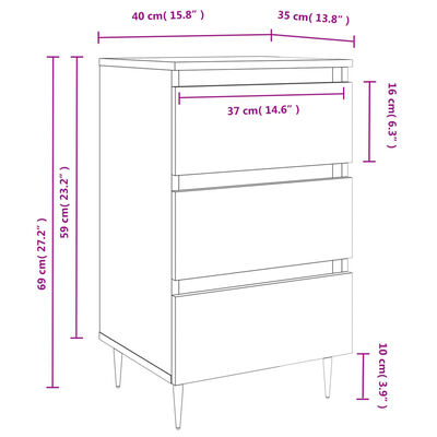 vidaXL Bedside Cabinet Concrete Grey 40x35x69 cm Engineered Wood