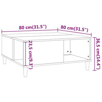 vidaXL Coffee Table Grey Sonoma 80x80x36.5 cm Engineered Wood