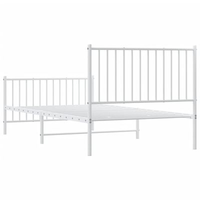 vidaXL Metal Bed Frame without Mattress with Footboard White 100x200 cm