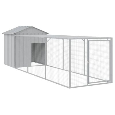 vidaXL Chicken Cage with Run Light Grey 117x405x123 cm Galvanised Steel