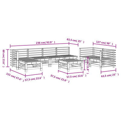 vidaXL 8 Piece Garden Lounge Set Honey Brown Solid Wood Pine