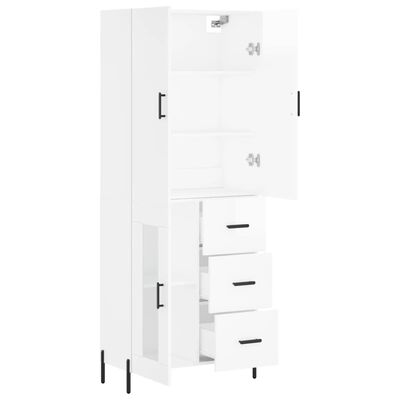 vidaXL Highboard High Gloss White 69.5x34x180 cm Engineered Wood