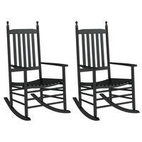 vidaXL Rocking Chairs with Curved Seats 2 pcs Black Solid Wood Poplar