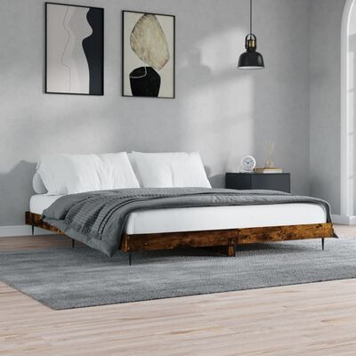 vidaXL Bed Frame without Mattress Smoked Oak 150x200 cm King Size Engineered Wood