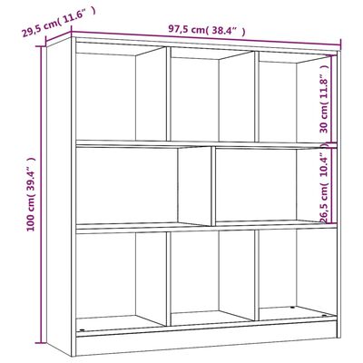 vidaXL Book Cabinet Grey Sonoma 97.5x29.5x100 cm Engineered Wood