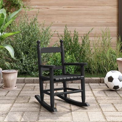 vidaXL Rocking Chair for Children Black Solid Wood Poplar