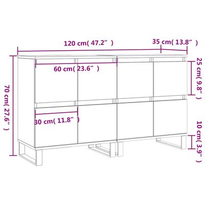 vidaXL Sideboards 2 pcs Grey Sonoma Engineered Wood