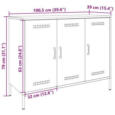 vidaXL Sideboard Olive Green 100.5x39x79 cm Steel