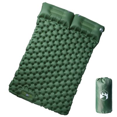 vidaXL Self Inflating Camping Mattress with Pillows 2-Person Green