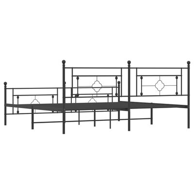 vidaXL Metal Bed Frame without Mattress with Footboard Black 193x203 cm