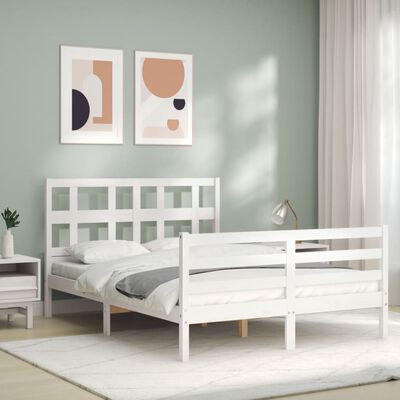 vidaXL Bed Frame without Mattress White 120x200 cm Solid Wood