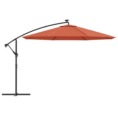 vidaXL Cantilever Garden Parasol with LED Lights Terracotta 350 cm