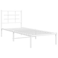 vidaXL Metal Bed Frame without Mattress with Headboard White 75x190 cm Small Single