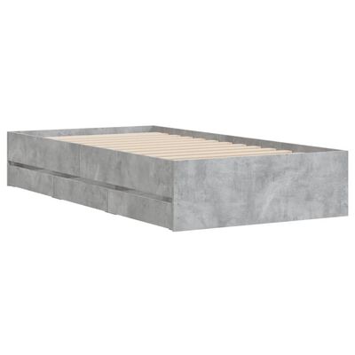 vidaXL Bed Frame with Drawers without Mattress Concrete Grey 100x200 cm