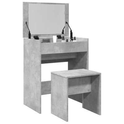 vidaXL Dressing Table and Stool Concrete Grey 60x40x113.5 cm