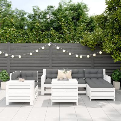 vidaXL 7 Piece Garden Sofa Set White Solid Wood Pine