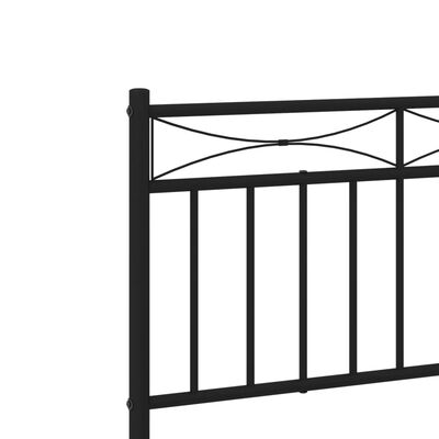 vidaXL Metal Bed Frame without Mattress with Headboard Black 183x213 cm