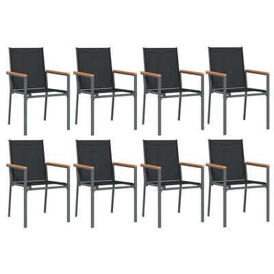 vidaXL 9 Piece Garden Dining Set Black Textilene and Steel