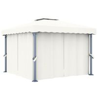 vidaXL Gazebo with Curtain 3x3 m Cream White Aluminium