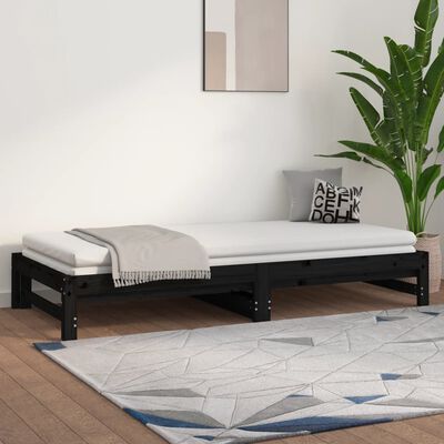 vidaXL Pull-out Day Bed without Mattress Black 2x(90x200) cm