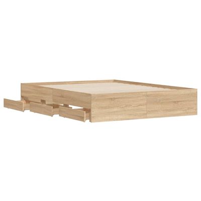 vidaXL Bed Frame with Drawers without Mattress Sonoma Oak 150x200 cm King Size