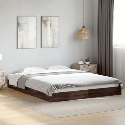 vidaXL Bed Frame without Mattress Brown Oak 150x200 cm King Size Engineered Wood