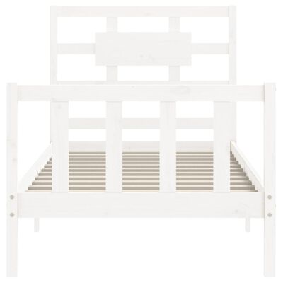 vidaXL Bed Frame without Mattress White Single Solid Wood Pine